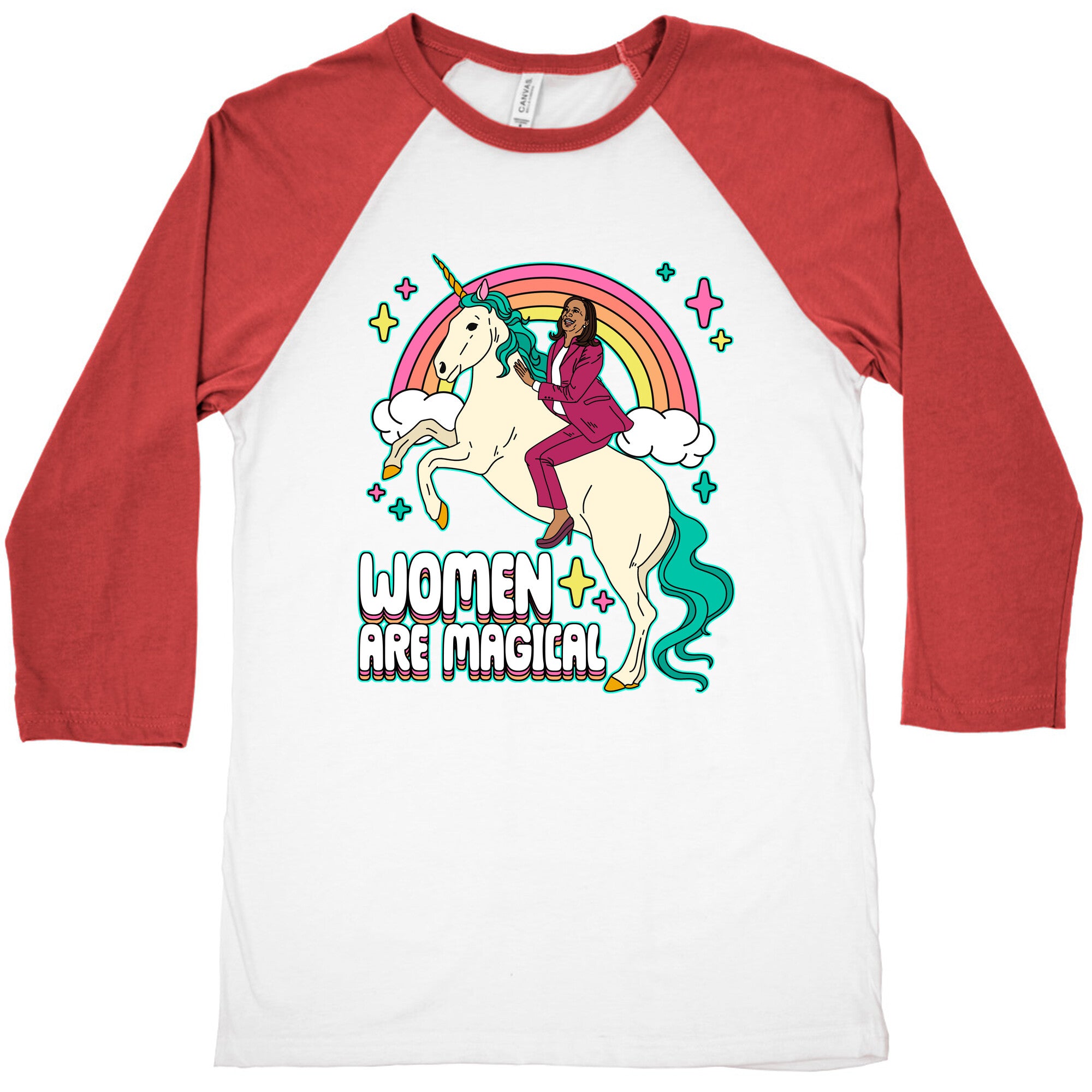 Women are Magical Kamala Harris Unicorn Baseball Tee